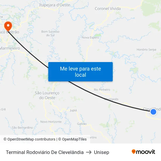 Terminal Rodoviário De Clevelândia to Unisep map