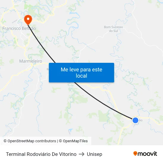 Terminal Rodoviário De Vitorino to Unisep map