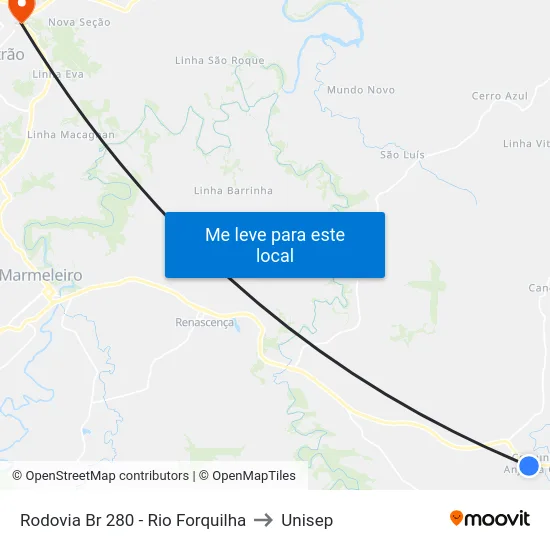 Rodovia Br 280 - Rio Forquilha to Unisep map