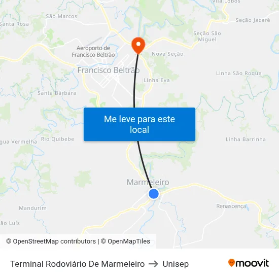 Terminal Rodoviário De Marmeleiro to Unisep map