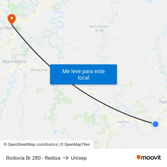 Rodovia Br 280 - Redisa to Unisep map