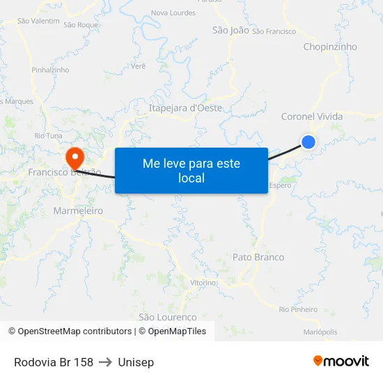 Rodovia Br 158 to Unisep map