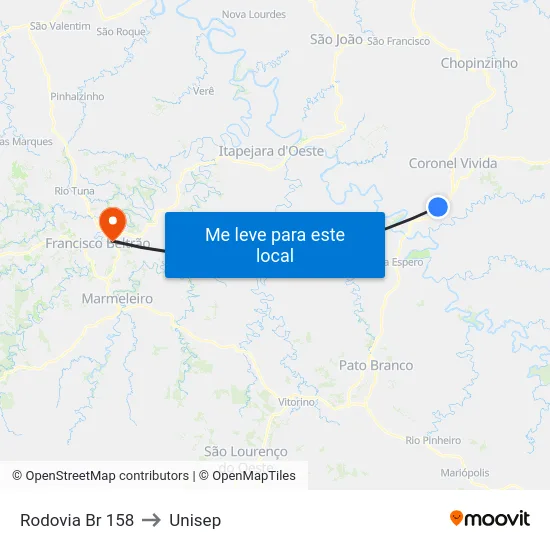 Rodovia Br 158 to Unisep map