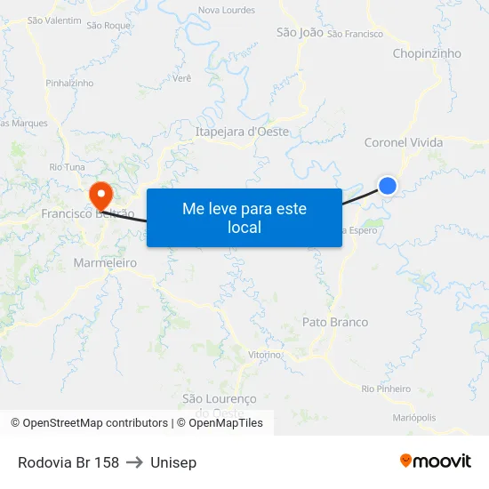 Rodovia Br 158 to Unisep map