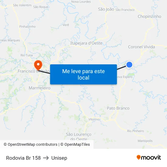 Rodovia Br 158 to Unisep map