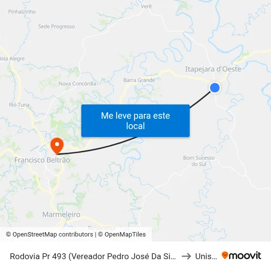 Rodovia Pr 493 (Vereador Pedro José Da Silva) 385 to Unisep map