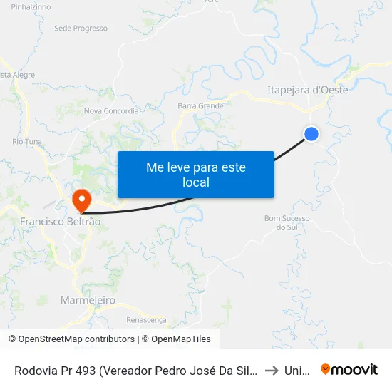 Rodovia Pr 493 (Vereador Pedro José Da Silva) - Km 30 to Unisep map