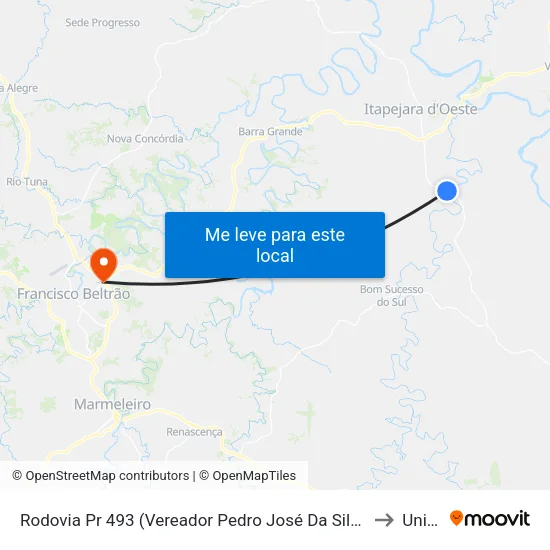 Rodovia Pr 493 (Vereador Pedro José Da Silva) - Rio Vitorino to Unisep map