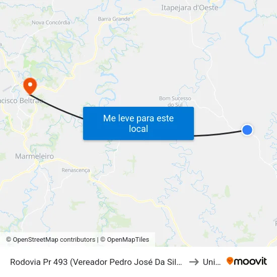 Rodovia Pr 493 (Vereador Pedro José Da Silva) - Sede Gavião to Unisep map