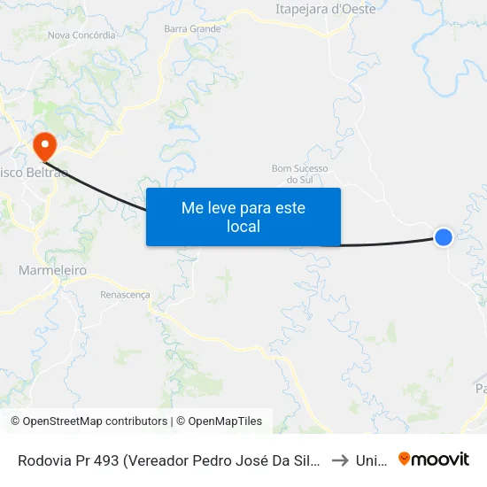 Rodovia Pr 493 (Vereador Pedro José Da Silva) - Vila Bonita to Unisep map