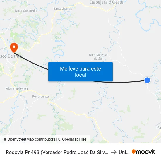 Rodovia Pr 493 (Vereador Pedro José Da Silva) - Moinho Dona Alda to Unisep map