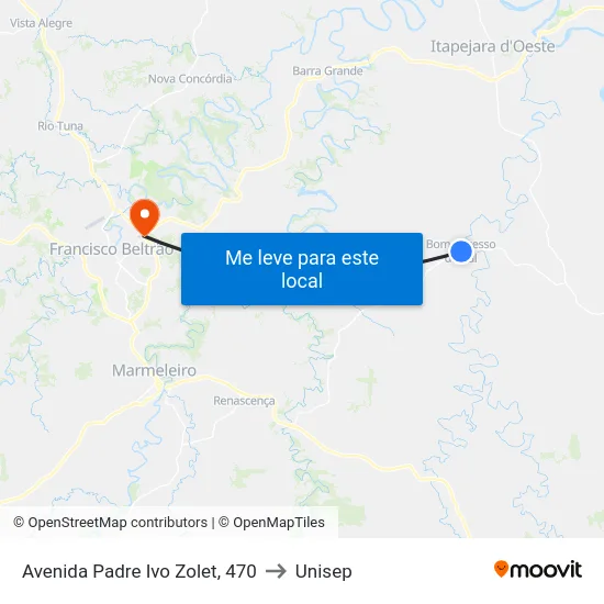 Avenida Padre Ivo Zolet, 470 to Unisep map