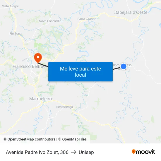 Avenida Padre Ivo Zolet, 306 to Unisep map