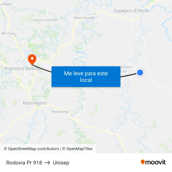 Rodovia Pr 918 to Unisep map