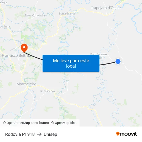 Rodovia Pr 918 to Unisep map