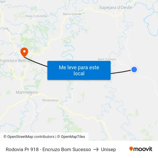 Rodovia Pr 918 - Encruzo Bom Sucesso to Unisep map