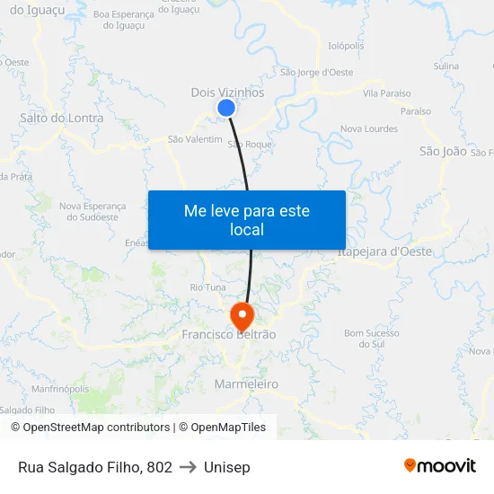 Rua Salgado Filho, 802 to Unisep map