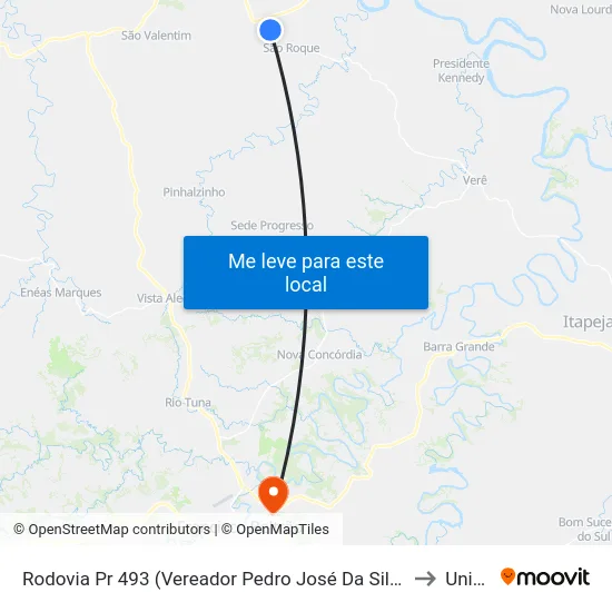 Rodovia Pr 493 (Vereador Pedro José Da Silva) - Nutripar to Unisep map