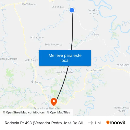 Rodovia Pr 493 (Vereador Pedro José Da Silva) - Lambedor to Unisep map