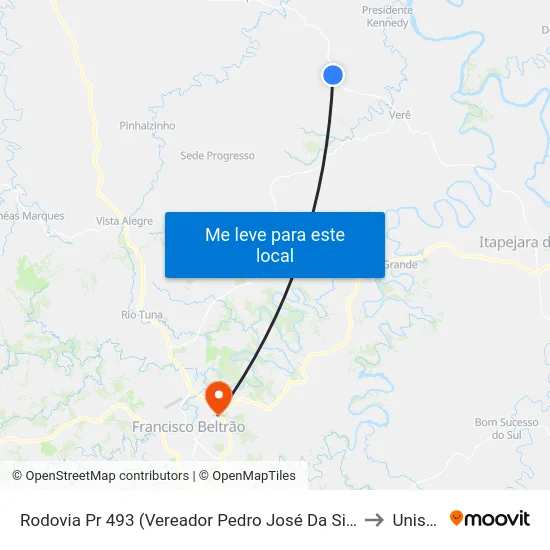 Rodovia Pr 493 (Vereador Pedro José Da Silva) to Unisep map