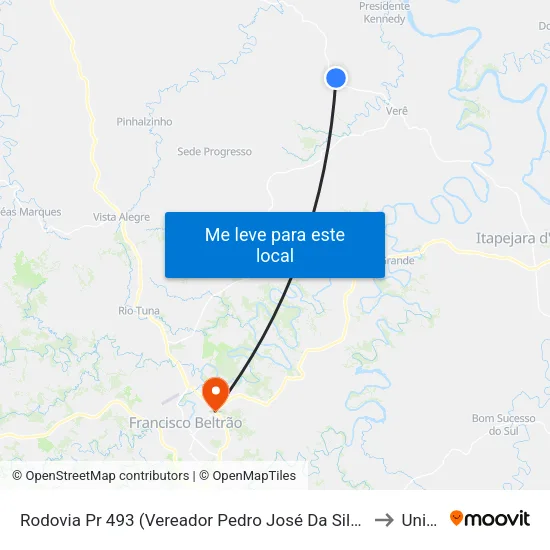 Rodovia Pr 493 (Vereador Pedro José Da Silva) - Plano Alto to Unisep map