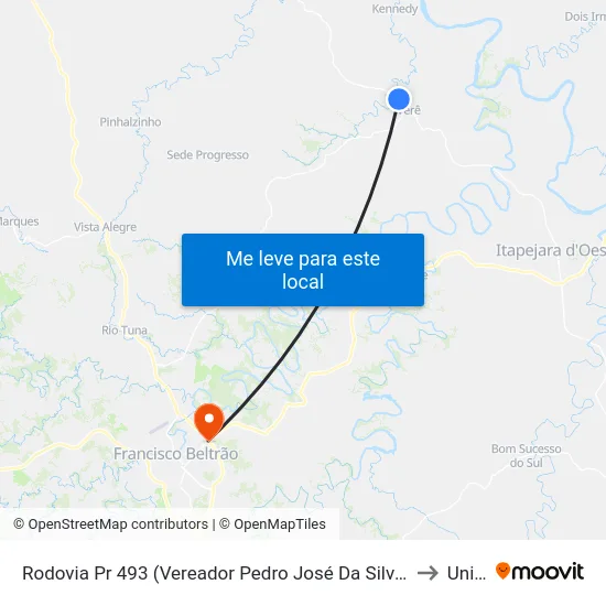 Rodovia Pr 493 (Vereador Pedro José Da Silva) - Cemitério De Verê to Unisep map