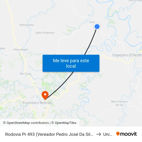 Rodovia Pr 493 (Vereador Pedro José Da Silva) - Palmira to Unisep map