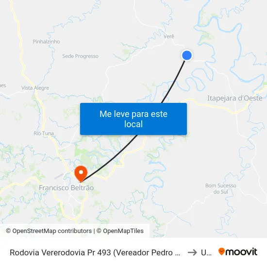 Rodovia Vererodovia Pr 493 (Vereador Pedro José Da Silva)Ador Pedro José Da Silva, 44 to Unisep map