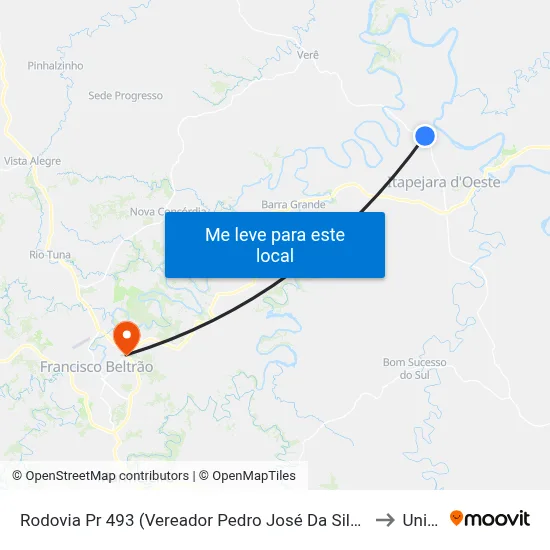 Rodovia Pr 493 (Vereador Pedro José Da Silva) - Palmeirinha to Unisep map