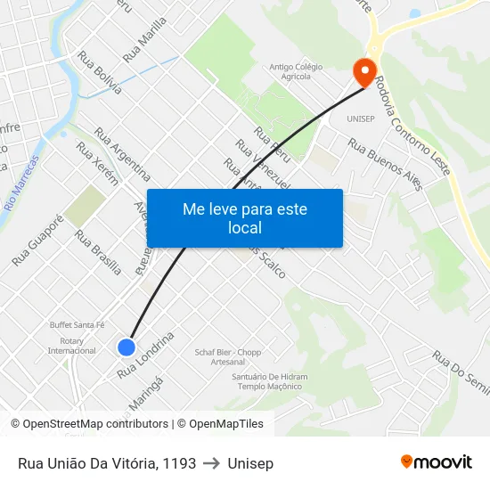 Rua União Da Vitória, 1193 to Unisep map