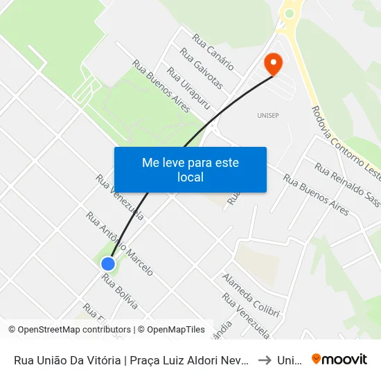 Rua União Da Vitória | Praça Luiz Aldori Neves Fernandes to Unisep map