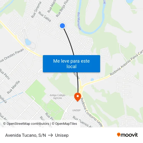 Avenida Tucano, S/N to Unisep map