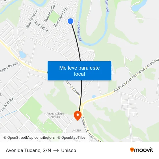 Avenida Tucano, S/N to Unisep map