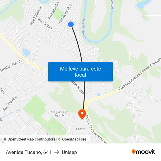 Avenida Tucano, 641 to Unisep map