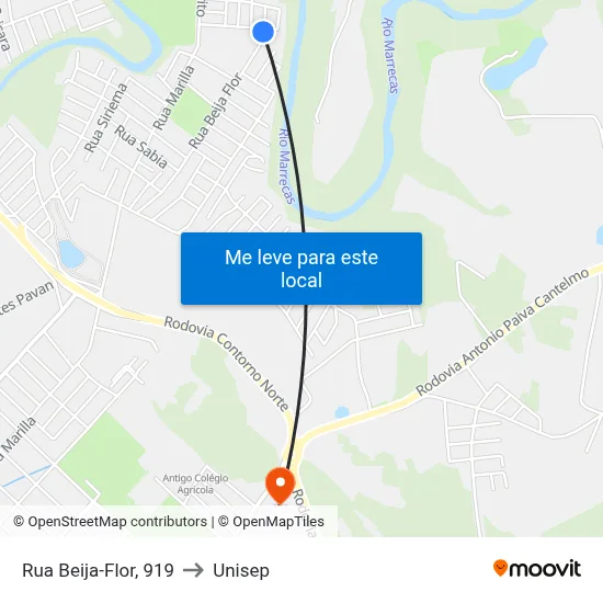 Rua Beija-Flor, 919 to Unisep map
