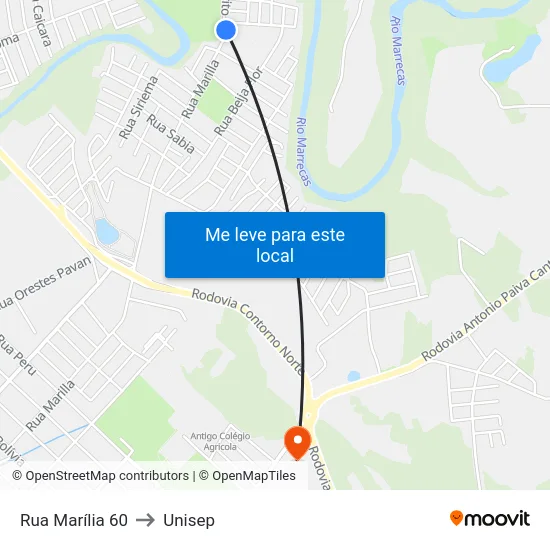 Rua Marília 60 to Unisep map
