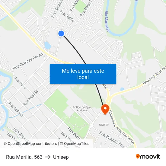 Rua Marília, 563 to Unisep map