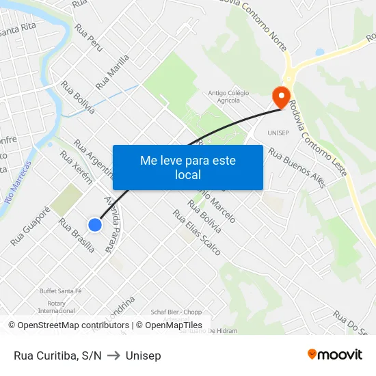 Rua Curitiba, S/N to Unisep map