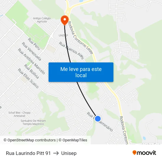 Rua Laurindo Pitt 91 to Unisep map