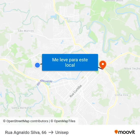 Rua Agnaldo Silva, 66 to Unisep map