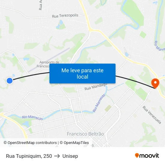 Rua Tupiniquim, 250 to Unisep map