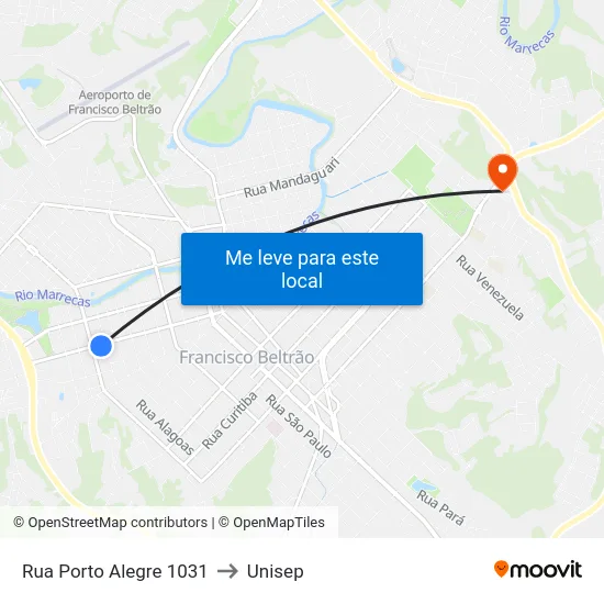 Rua Porto Alegre 1031 to Unisep map
