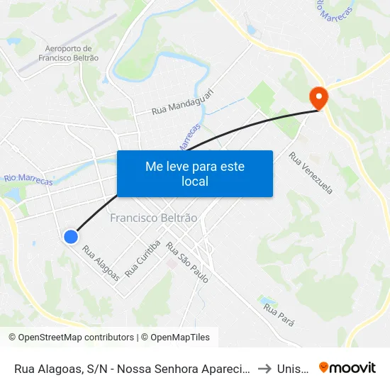 Rua Alagoas, S/N - Nossa Senhora Aparecida to Unisep map