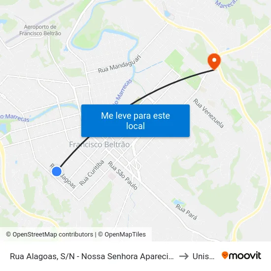 Rua Alagoas, S/N - Nossa Senhora Aparecida to Unisep map