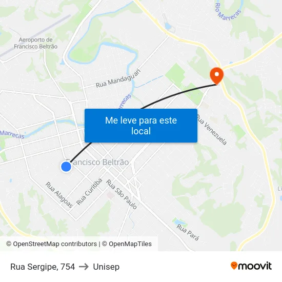 Rua Sergipe, 754 to Unisep map