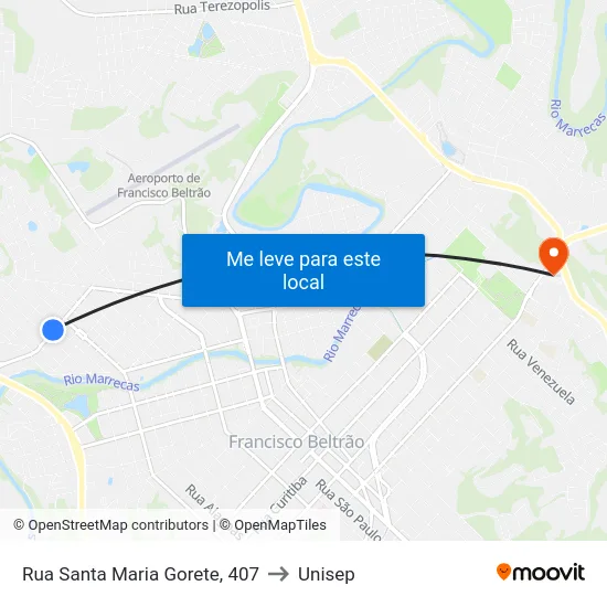 Rua Santa Maria Gorete, 407 to Unisep map
