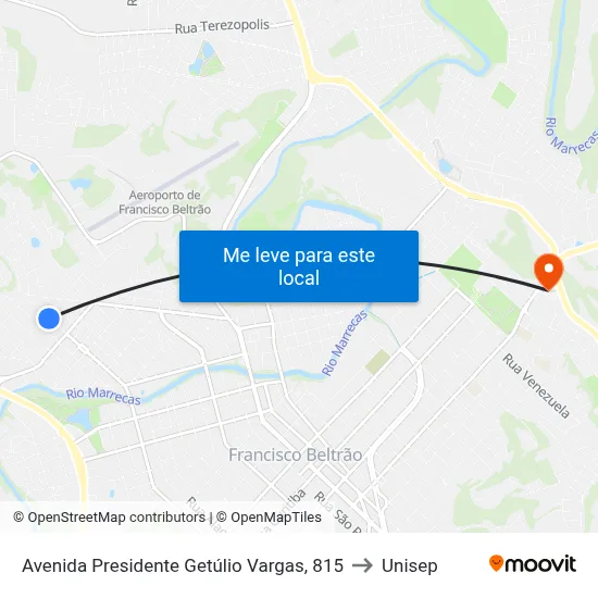 Avenida Presidente Getúlio Vargas, 815 to Unisep map