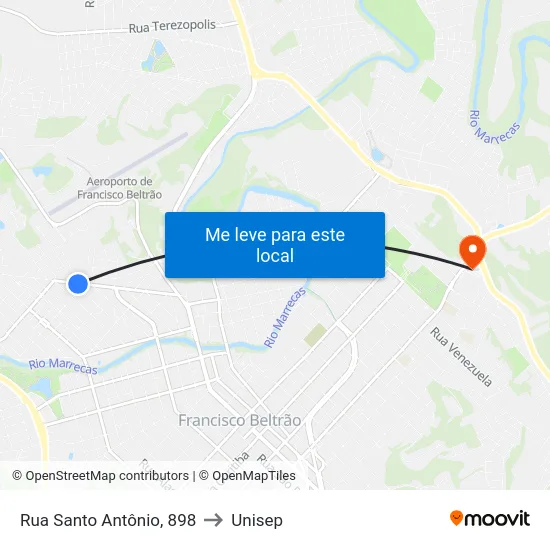 Rua Santo Antônio, 898 to Unisep map