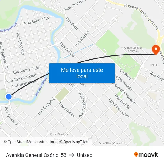 Avenida General Osório, 53 to Unisep map