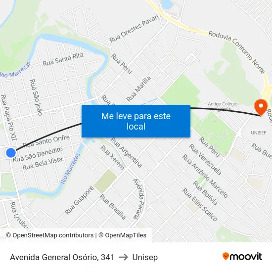 Avenida General Osório, 341 to Unisep map